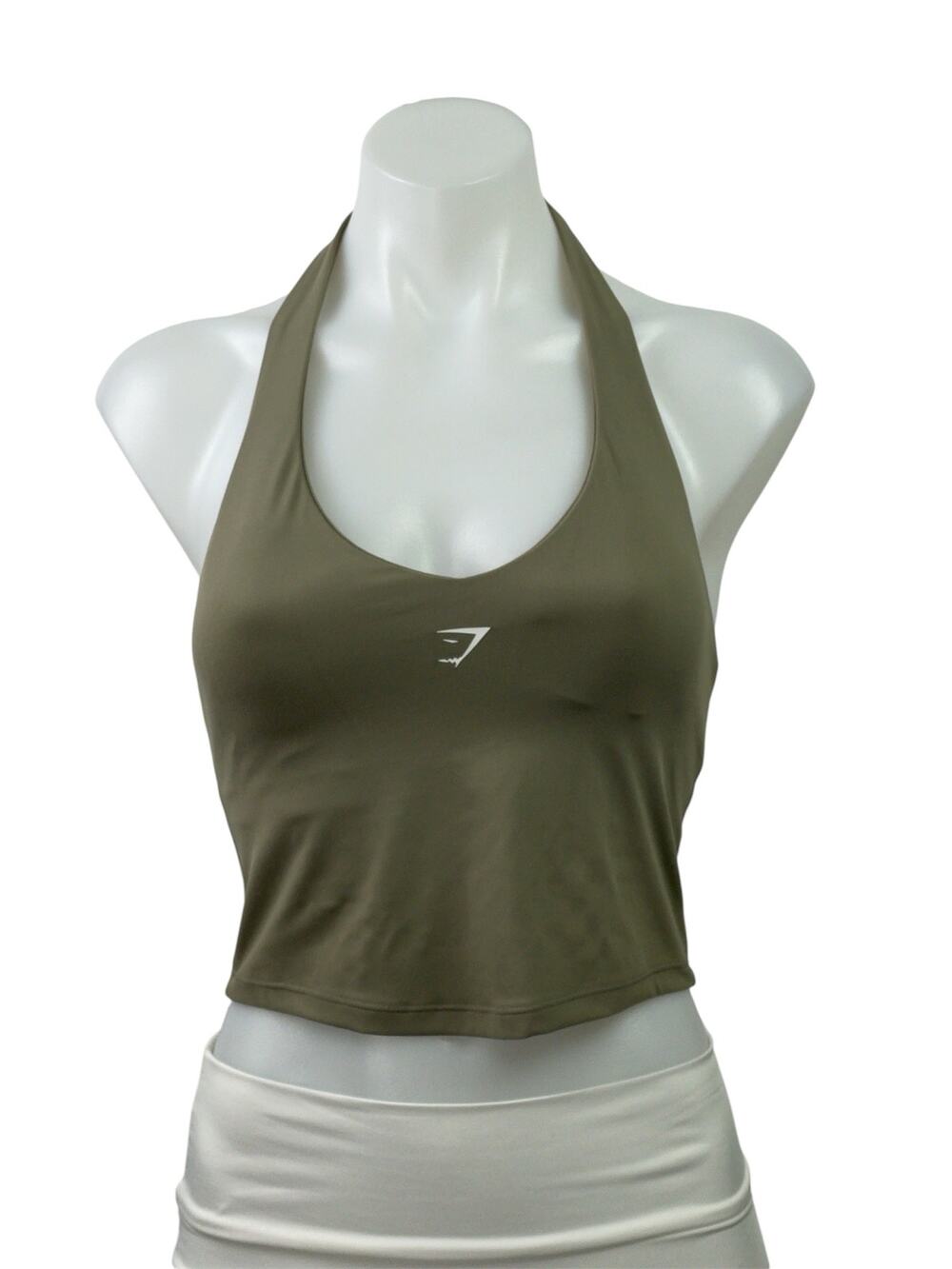 Gymshark Green Halterneck Cami Open Back Workout Yoga Sports Bra Crop Tank Top S